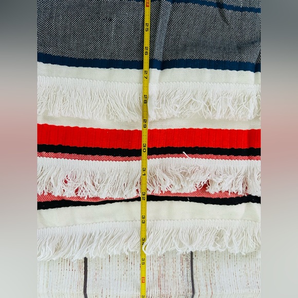 Chelsea & Theodore Women’s Striped Split Crew Neck Fringe Sleeveless Dress Sz M - Picture 7 of 8